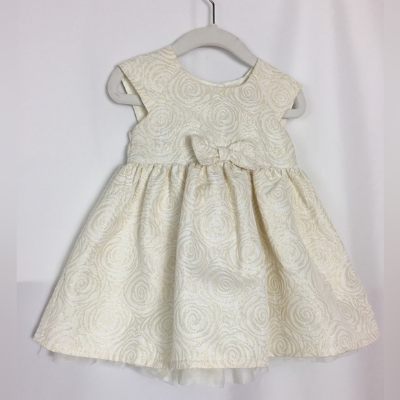 The Children’s Place White and Gold Dress Baby Size 12-18M Formal Baby Dress - Picture 1 of 5